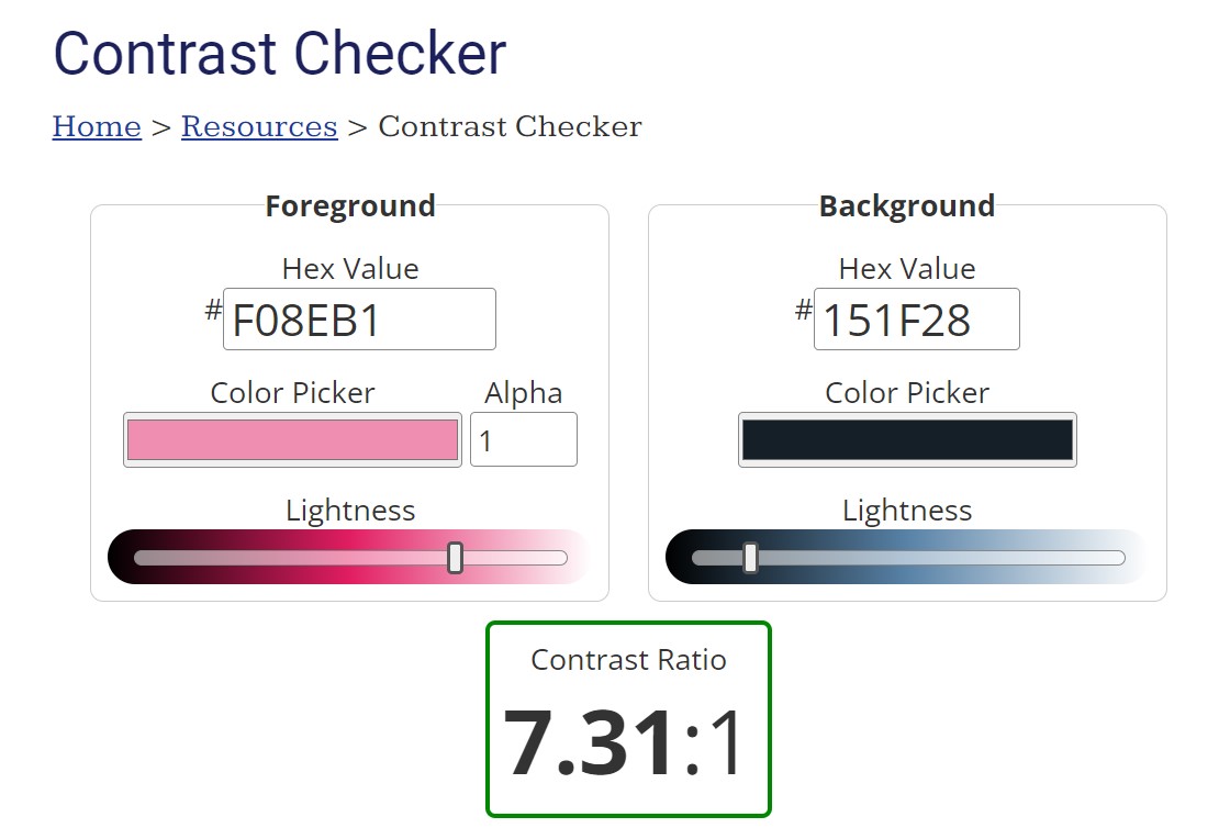 Webaim's contrast checker tool